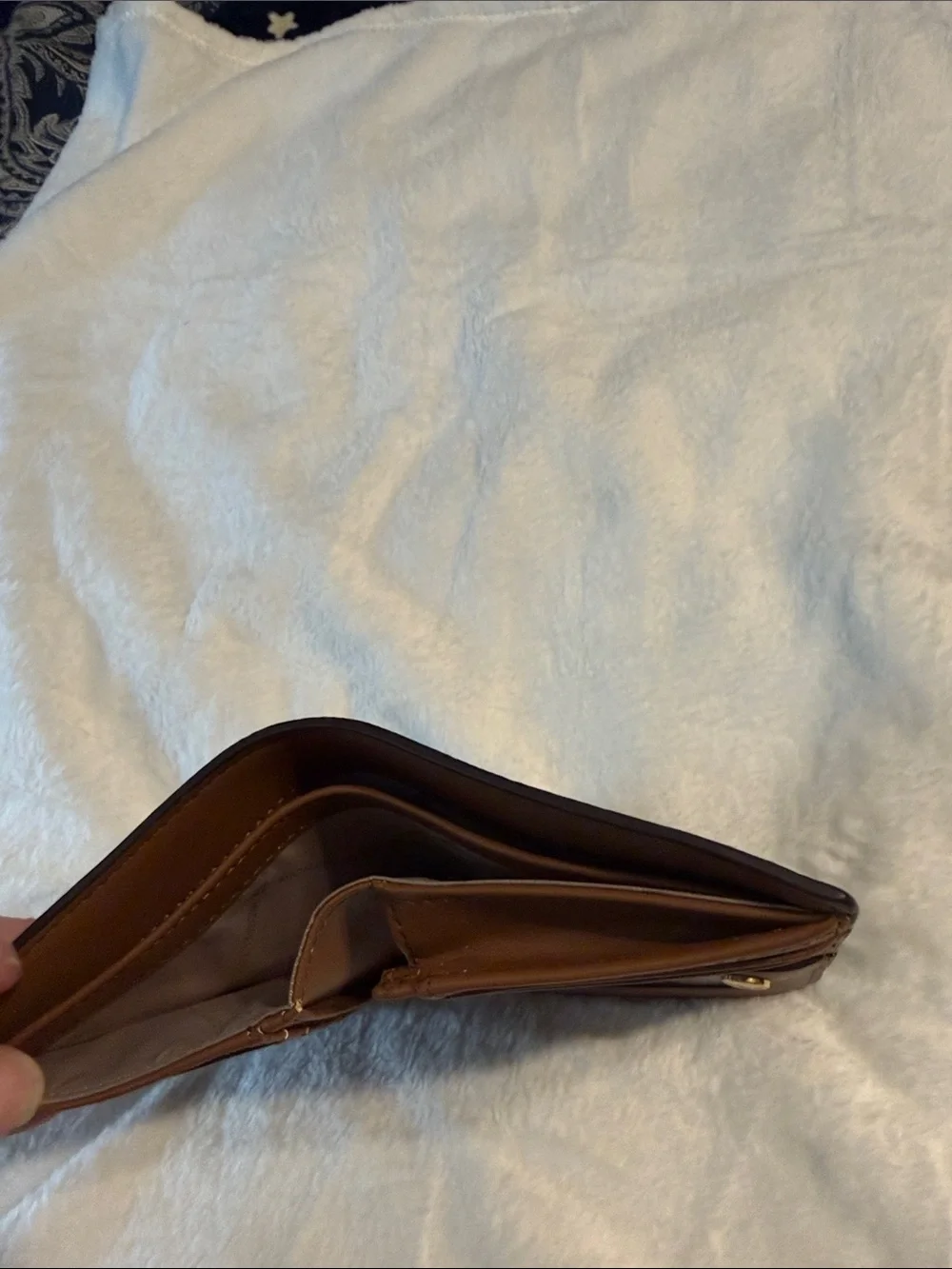 Michael Kors Brown MK Logo Compact Wallet with Gold Hardware